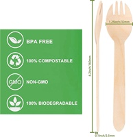 100% couverts compostables biodégradables en bois de bouleau jetables en vrac écologiques naturels
