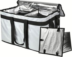 Food Distribution Insulated Cooler Bag Insulated Cold Meal Bag with Attached Bottom and Divider for Hot and Cold Food Outside - Product Image 1