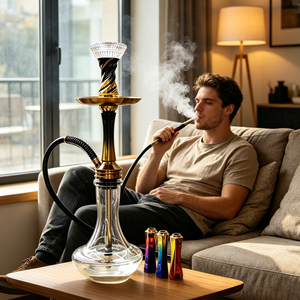 Luxury Glass Portable Black Gradient Nargile Shisha Set 52CM Aluminum Alloy Shisha <b>Hookah</b> Set Arabic <b>Hookah</b> <b>Hookah</b> Pen In Stock - Product Image 2