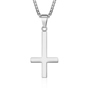 Collier en acier inoxydable de style européen et américain, croix inversée de saint Pierre, chaîne en bambou, pendentif sportif unisexe, diable - Product Image 6