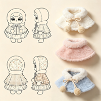 Tenue d'hiver pour poupée en peluche, col en fourrure à pompons, vêtements pour poupée, accessoires pour poupée, conception personnalisée et fabrication OEM disponibles