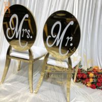 Chaise de mariage de luxe en acier inoxydable pour le marié et la mariée, chaise de couple pour la mariée et le marié