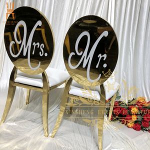 Sang trọng thép không gỉ đám cưới ông và Bà Trở lại cô dâu và chú rể vài ghế - Product Image 3