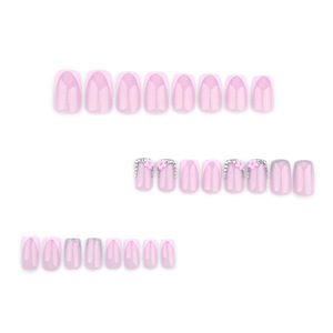 Faux ongles français en <span class=keywords><strong>diamant</strong></span> pour femmes et filles, carrés moyens, motifs floraux 3D, à presser, faux ongles carrés en forme de bec de canard avec boîte - Product Image 2