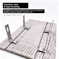 Supports triangulaires/monolatéraux en acier inoxydable 201/304 de type K/J/L pour l'installation de crochets de carrelage, personnalisables pour les coins et les poutres