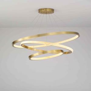 <span class=keywords><strong>Plafonnier</strong></span> LED CA031-3BZ 70W, diamètre moyen 40+60+80cm, 3000K blanc chaud, aluminium doré + silicone blanc, câble de 200cm - Product Image 1