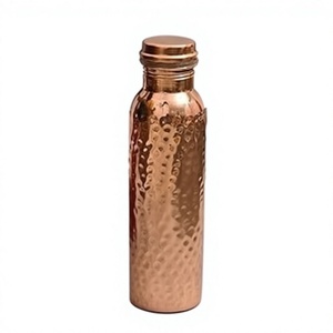 Elegant design Hammered Pure Copper <b>Water</b> <b>Bottle</b> with Screw Cap Portable <b>Metal</b> Drinkware - Product Image 1