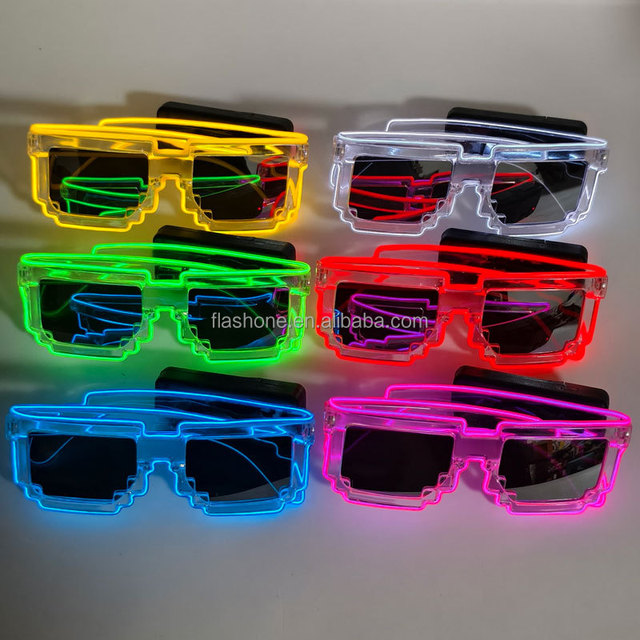 LED Transparent Frame Mosaic Disco Glasses Wireless Rave Glowing Flashing Glasses for Party Supplies