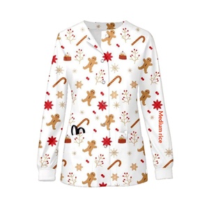 เสื้อสครับแพทย์แขนยาวพิมพ์ลายใหม่พร้อมส่ง ยูนิเซ็กซ์ ผ้าแห้งเร็ว อุ่นสบาย ยืดหยุ่นได้ดี ผ้าด็อบลี่ สแปนเด็กซ์ ไซส์ XL - Product Image 3