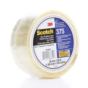 Cinta de Sellado de Cajas 3M Scotch 375, 48 mm x 50 m, Transparente, Alto Rendimiento, Grado Industrial - Product Image 1