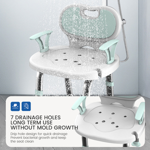 Chaise de douche rotative à 360 degrés, légère, à un clic, avec grand dossier - Product Image 5