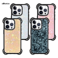 Étui de téléphone de luxe en acétate Aikusu, étui de téléphone portable en TPU pour iPhone 16 15 14 13 Pro Max