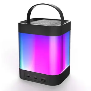 Portable music system BT rechargeable speaker with wireless microphone remote control and LED party lights with Handle