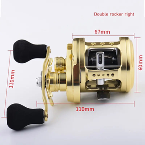 Carrete de tambor de pesca de aluminio con potencia de arrastre dorada de 15KG, carretes giratorios marinos de fundición de larga distancia para curricán y fundición de cebo - Product Image 6