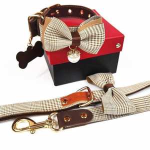 New Fashion Design Luxury Bowknot <b>Bowtie</b> Pet <b>Collar</b> With Name Tag Pattern Polyester Necklace Adjustable <b>Dog</b> and Cat <b>Collar</b> - Product Image 5
