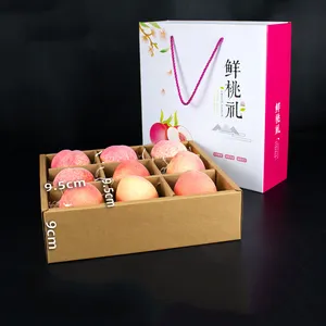 Custom recyclable shipping box fruit peach vegetables cherry gift box fruit pack kraft carton paper box