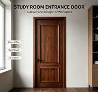 Portes intérieures en bois massif à double moulure de style vintage américain avec poignée noire pour la décoration de maisons et villas du milieu du siècle