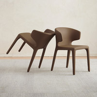 Chaise de salle à manger de style italien minimaliste moderne nordique avec revêtement entièrement en cuir et dossier en mousse à mémoire de forme mobile