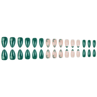 Faux ongles à presser Noël Flocon de neige Amande moyenne Vert faits à la main pour les fêtes d'hiver Fournisseur en gros
