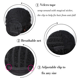 Peluca trenzada corta trenzada de cabello humano rizado de 150% densidad de alta calidad <span class=keywords><strong>para</strong></span> hombres Peluca de PU completa marrón claro nueva tendencia - Product Image 3