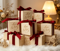 Boîte cadeau personnalisée rose pour mariage avec ruban, mini-boîte d'emballage de luxe pour chocolats, idéale pour les faveurs de fête d'anniversaire