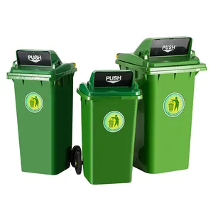 120l 240l Mobiele Vuilnisbak Groene Plastic Afvalcontainer Recycling Vuilnisbakken Plastic Vuilnisbak Met Duwdeksel