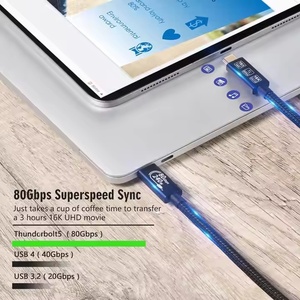 Venta al por mayor USB4 80Gbps 16K USB 5 Cable cargador de transferencia de datos USB C cargador rápido para computadora escáner de código de barras 240W tipo C - Product Image 4