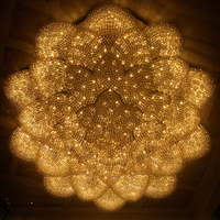 Lustre suspendu LED moderne de luxe personnalisé, base en fer, éclairage de hall d'hôtel, cristal, acier inoxydable, lustre de plafond