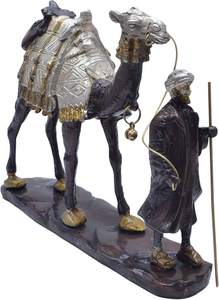 Estatua de Latón Hecha a Mano del Comerciante Habibi de Arabia, Elegante Figura Decorativa para el Hogar y la Oficina - Product Image 5