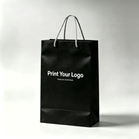 Sacs cadeaux de luxe personnalisés avec logo noir mat laminé, dorure à chaud premium, réutilisables, imperméables et écologiques