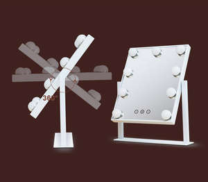 Specchio da Trucco Quadrato da Tavolo All'Ingrosso con 15 Lampadine LED e Dimmer, di Tendenza su Instagram e TikTok - Product Image 4