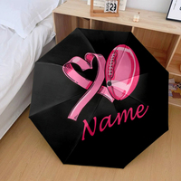 1 Parapluie pliant personnalisé avec nom, ruban rose, thème football, impression UV, sans MOQ, cadeau de sensibilisation, Guarda Chuva Personalizado