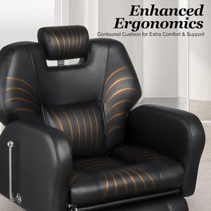 Sillones <span class=keywords><strong>peluqueria</strong></span> Cadeira de barbeiro Profissional bomba hidráulica todo cuero sintético negro salón barbería silla para hombres - Product Image 2