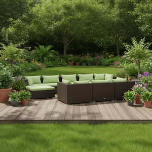 Set Lounge da Giardino in Rattan PE Marrone con Telaio in Acciaio Verniciato a Polvere, Arredamento da Esterno - Product Image 2