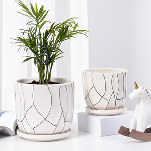 Maceta creativa pintada <span class=keywords><strong>a</strong></span> <span class=keywords><strong>mano</strong></span> para sala de estar, escritorio, balcón, decoración, maceta suculenta, maceta de cerámica blanca, venta al por mayor - Product Image 2