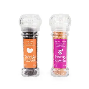 2024 Hot Selling Clear And Black Well-Designed Portable Mini Spice Mills 100Ml Plastic PS Bottle Salt Pepper PC Grinder