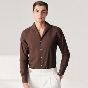 Camicia Elegante da Uomo di Alta Gamma con Colletto Unico, Stile Italiano, a Maniche Lunghe, Traspirante, Antipiega, Tinta in Capo, per Banchetti e Matrimoni - Product Image 6