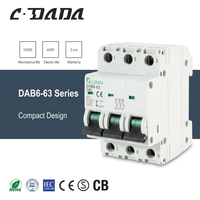 CDADA DAB6-63 Pemutus Sirkuit Tembaga Tipe Mini 3P 4.5KA 6kA 1-63A Pemutus Sirkuit Miniatur Berkualitas Tinggi