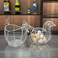 Organisateur de comptoir de Style français panier en acier couleur blanche fil de fer Vintage porte-oeuf Antique stockage d'oeufs pour l'organisation