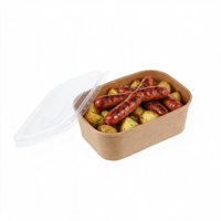 Groothandel Microgolfbestendige Wegwerp Zwarte Bedrukte Ronde Kraft Papieren Salade Lunchbox Met Deksel