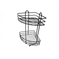 Étagère d'angle triangulaire à 2 niveaux en fil métallique, pour comptoir ou fixation murale, organisateur de rangement pour salle de bain et cuisine