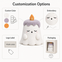 Peluche bougie blanche d'Halloween personnalisée, jouet en peluche doux, breloque de sac, décoration de fête, polyester, coton PP, faible MOQ, OEM, ODM