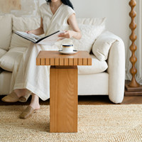 Table basse vintage en bois massif de style français, minimaliste, d'inspiration mid-century, mobile, pour salon, petite table carrée, usage domestique