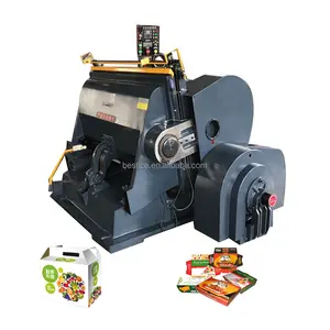 Platen press semi automatic die cutting and creasing punching machine for corrugated paper box pizza box cake box business card