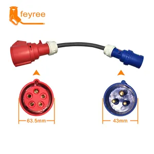 Feyree portátil 11KW trifásico 16A enchufe a monofásico 16A 3.5KW adaptador de enchufe EV cable de carga para cargador de vehículos eléctricos