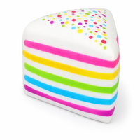 Lot de 3 balles anti-stress squishy en forme de tranches de gâteau arc-en-ciel, en mousse à remontée lente, avec confettis crème, cadeau de bureau pour les amateurs de desserts