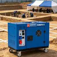 Générateur diesel silencieux 10 kVA, puissance nominale 8 kW, puissance maximale 9 kW, démarrage électrique, groupe électrogène diesel avec AVR, réservoir de carburant de 25 L, 230 V, 400 V, 50 Hz, 733 cm³