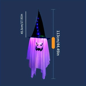 Lámpara de Araña LED de Halloween, Luz Blanca Cálida, 113 cm, DC 6V, con Diseño de Fantasma y Calabaza, Decoración Espeluznante para Fiestas y Casas Encantadas - Product Image 2