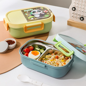 Contenitore per Pranzo in Acciaio Inox 304 con Scomparti - Portapranzo Portatile per <span class=keywords><strong>Bambini</strong></span>, Leggero, per Insalata, Frutta e Pasti - Product Image 4