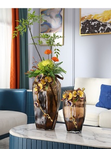 Vase en émail de luxe léger, décoration créative pour la maison, salon, entrée, ornement en métal peint à la main - Product Image 6
